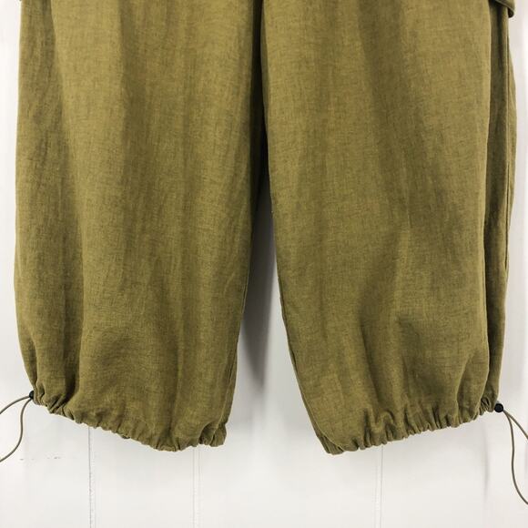 Nicole Miller Linen Blend Baggy Pant Drawstring Lagenlook Boho Size Small Green - Picture 5 of 16